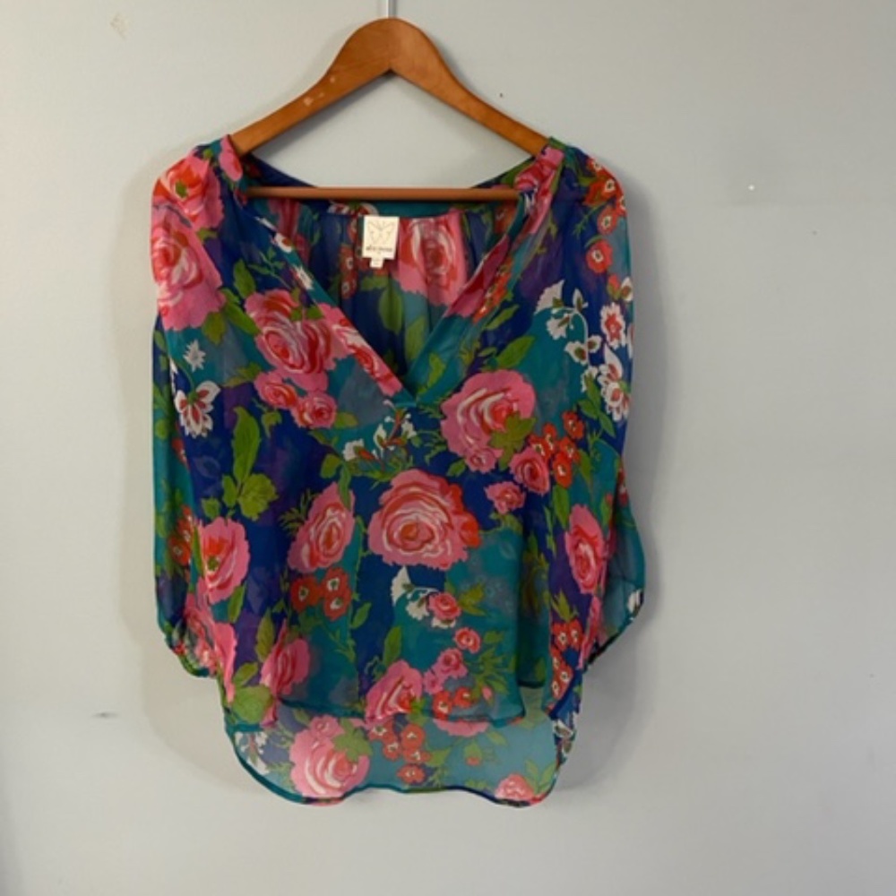 Ella Moss Floral Silk Blouse - (XS)